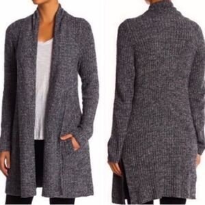Barefoot Dreams Charcoal Gray Open-Front Ribbed Cardigan